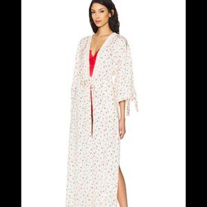 Free People first blush cherry Print Robe in Cream and Red